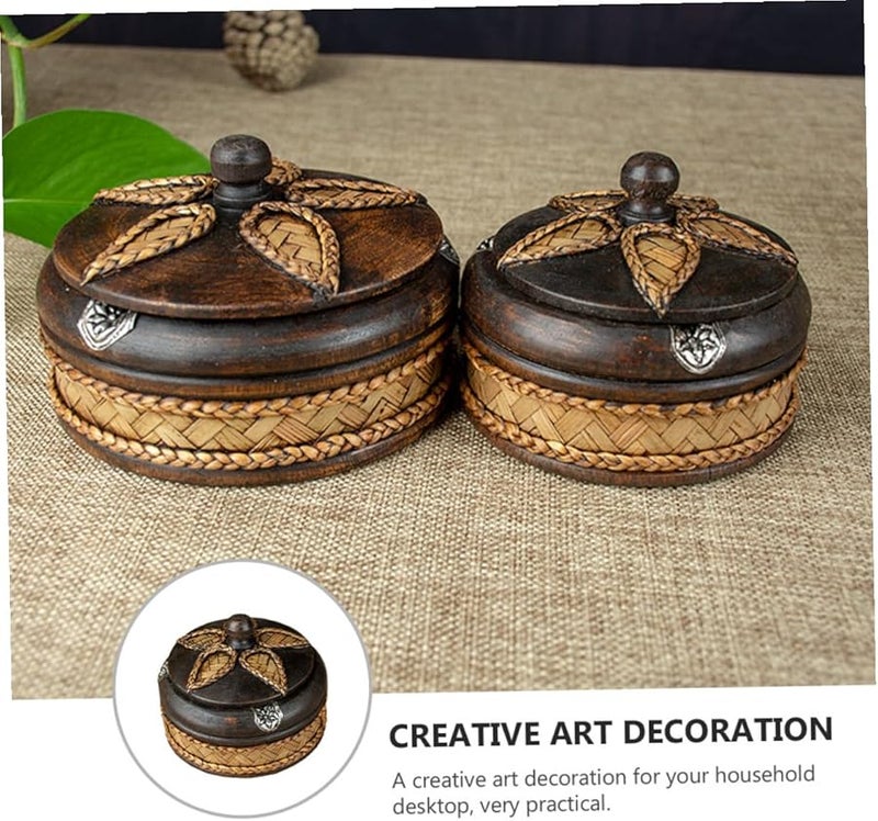 منفضة سجائر خشبية يدوية الصنع مع غطاء لتزيين المنزل والمكتب والبار هديمة صينية رماد للتدخين - Image 5